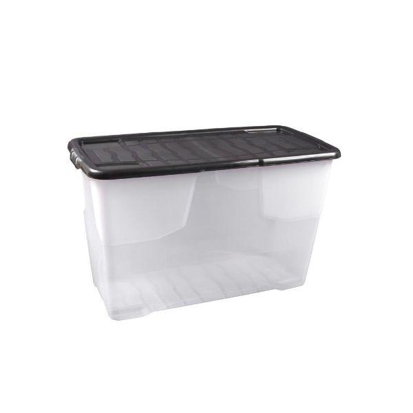 Buy 145lt Extra Large Massive Plastic Box with clip Lid and Wheels