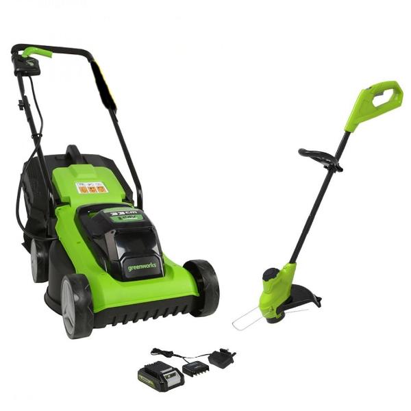 GREENWORKS 40V 41CM/16 CUT BATTERY LAWNMOWER with 2 X 2AH Batteries & –  Co-Op Superstores