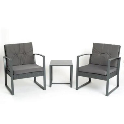 Monaco Contemporary Rattan Effect 2 Seater Bistro Set Grey