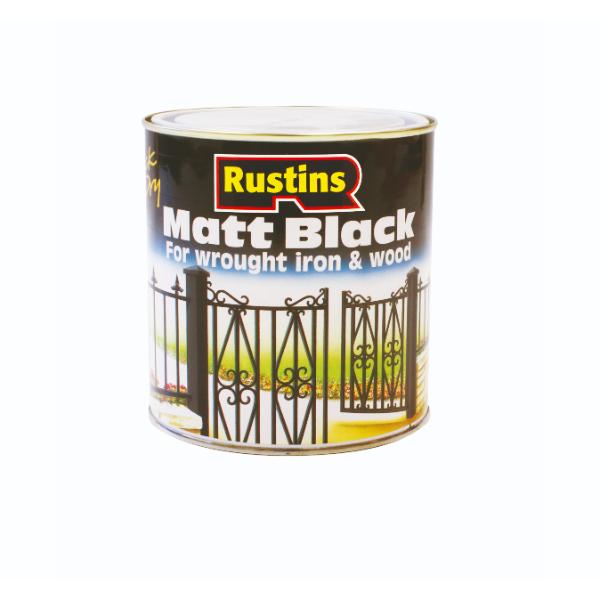 Rustins Black Matt Paint Quick Drying 1L