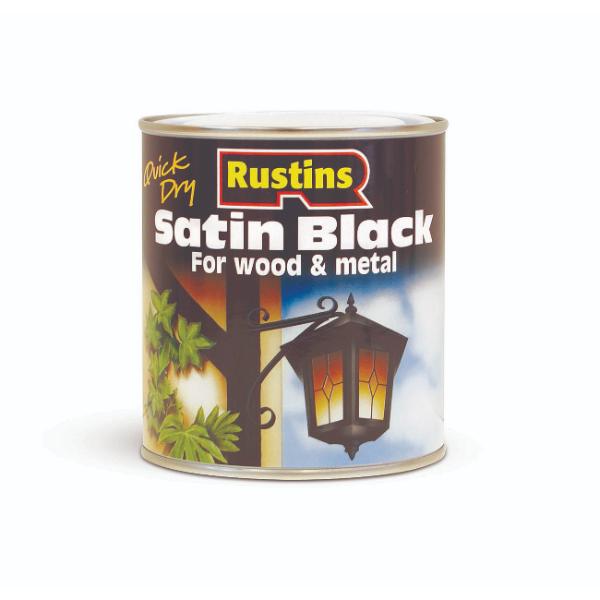 Rustins Black Satin Paint Quick Drying 1L