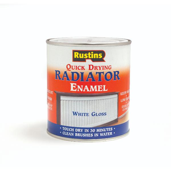 Rustins Radiator Enamel Q/Drying White Gloss 500ml