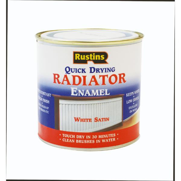 Rustins Radiator Enamel Q/Drying White Satin 250ml