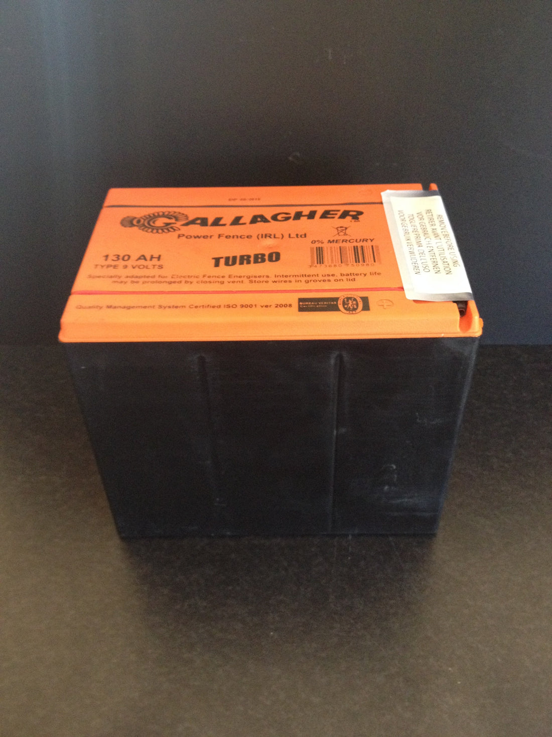 Gallagher Square Battery 9V 130 Amps Per Hour Dc8