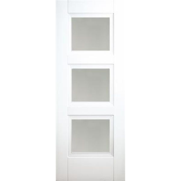 Indoors Franklin White Primed 3 Panel Frosted Glazed Door 78X30