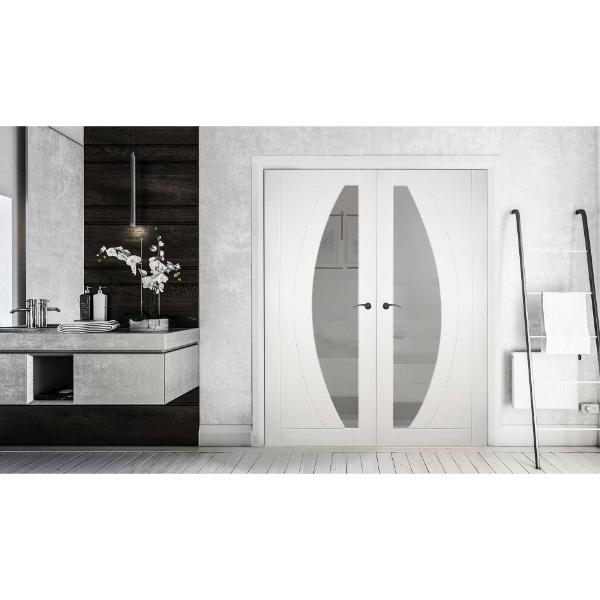 Deanta HP35 Clear Glass Primed White Door 2032X813X45