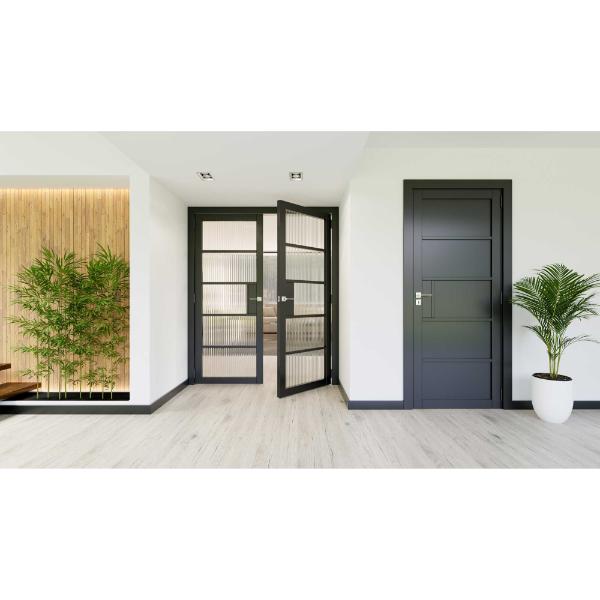 Deanta Dubh Crittal Black Reeded (NM31) Glass Finished Door 78 x 30