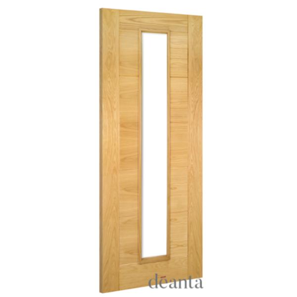 Deanta FD30 Solid Core Oak door with viewing glass.  80 x 32