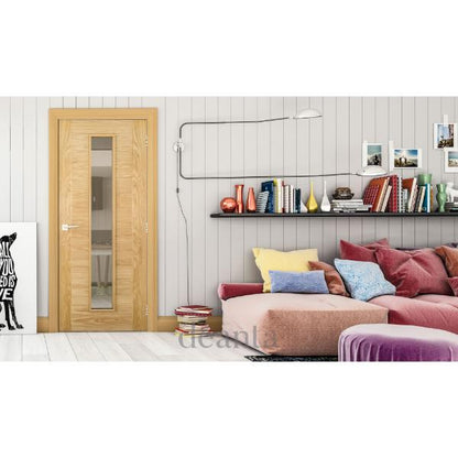 Deanta FD30 Solid Core Oak door with viewing glass.  80 x 32