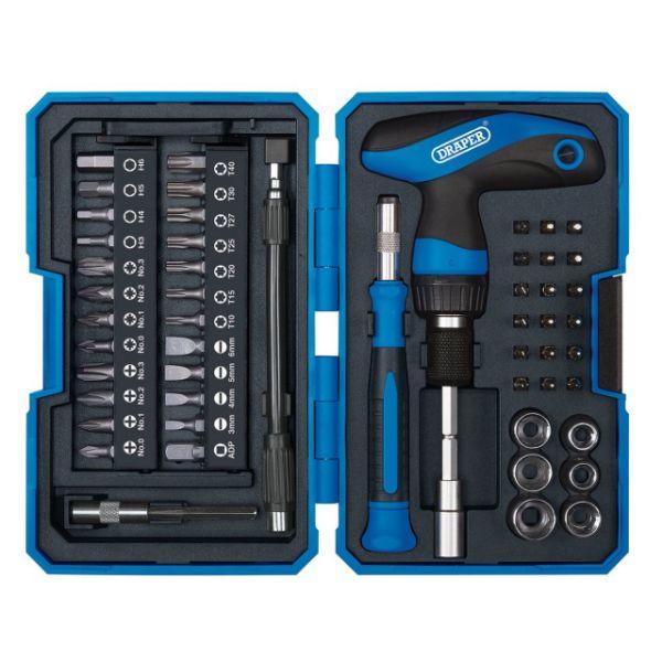 Draper T-Handle Ratchet Screwdriver 53 Piece set