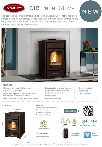 Stanley Lir 5KW Free Standing Pellet Stove