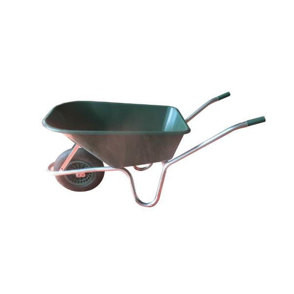 Galvanised Frame Green Poly Tray Wheel Barrow 100L