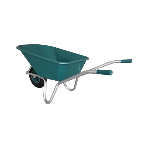 Galvanised Frame Green Poly Tray Wheel Barrow 100L