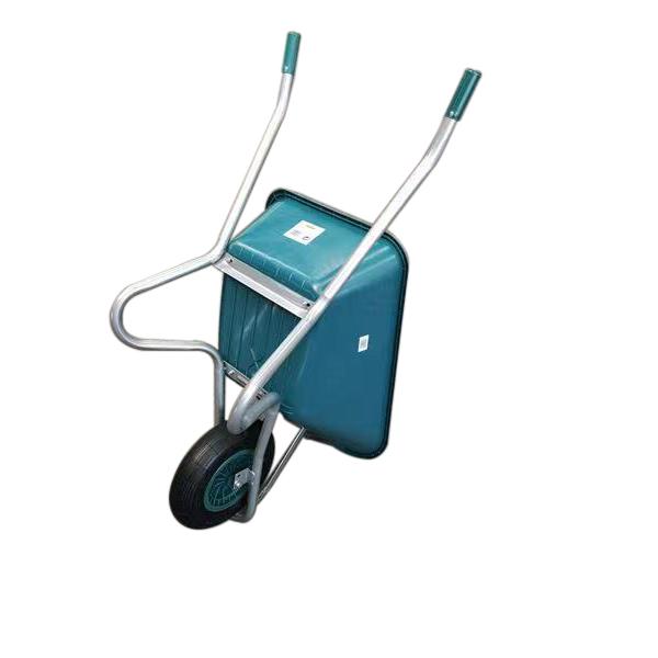 Galvanised Frame Green Poly Tray Wheel Barrow 100L