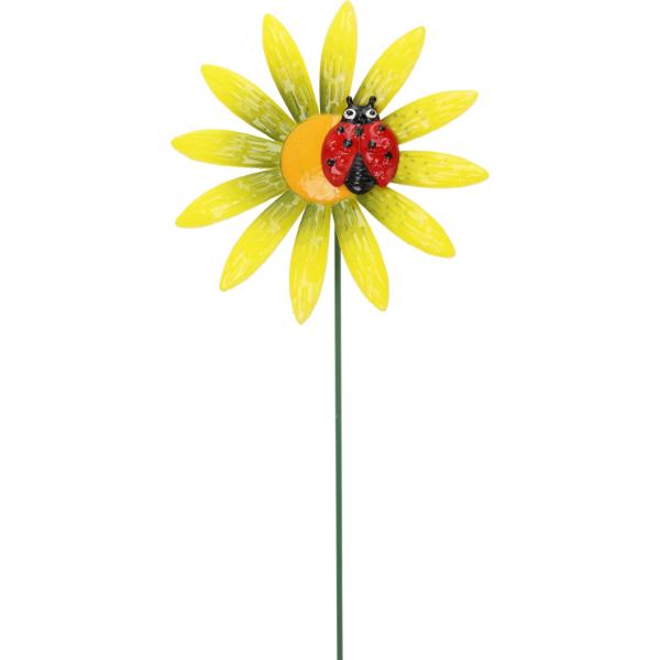 Daisy With Insect Decorative Garden Ornament On Stick In 4 Assorted Styles 71cm