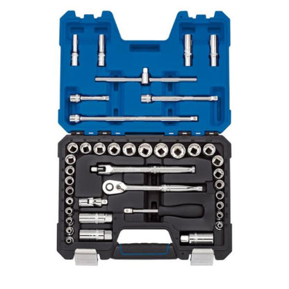 Draper Expert Combined MM/AF Socket Set, 3/8&quot; Sq. Dr., Blue (41 Piece)