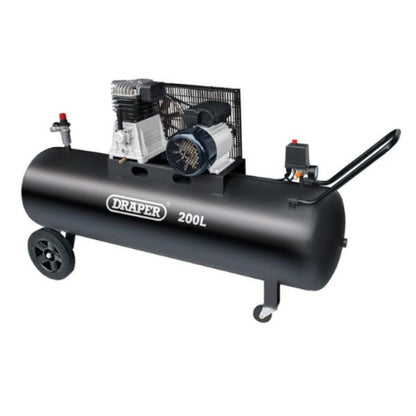 Draper 200L Belt-Driven Air Compressor, 2.2kW/3hp