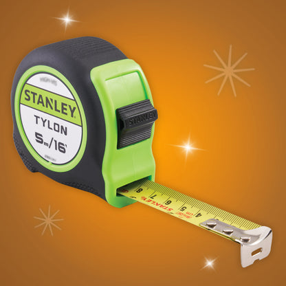 Stanley 5m (16ft) Hi-Vis Tylon Tape