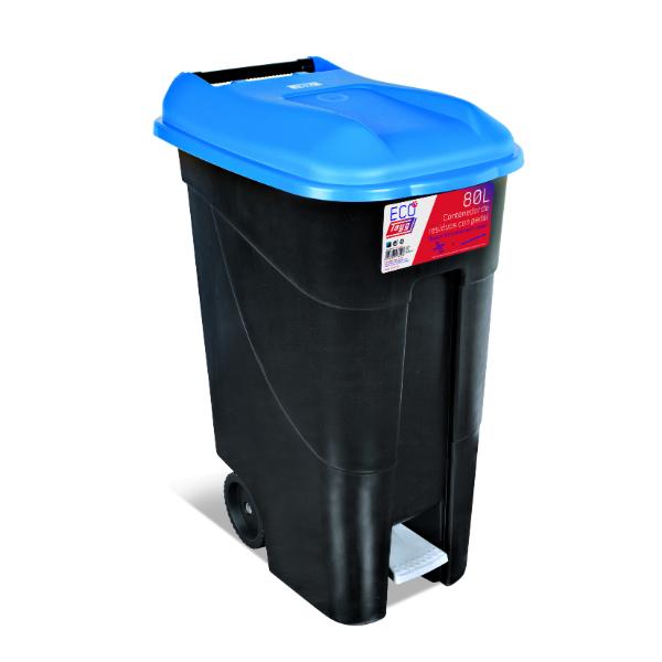 Eco Tayg 80L Pedal Wheel Bin Blue Lid