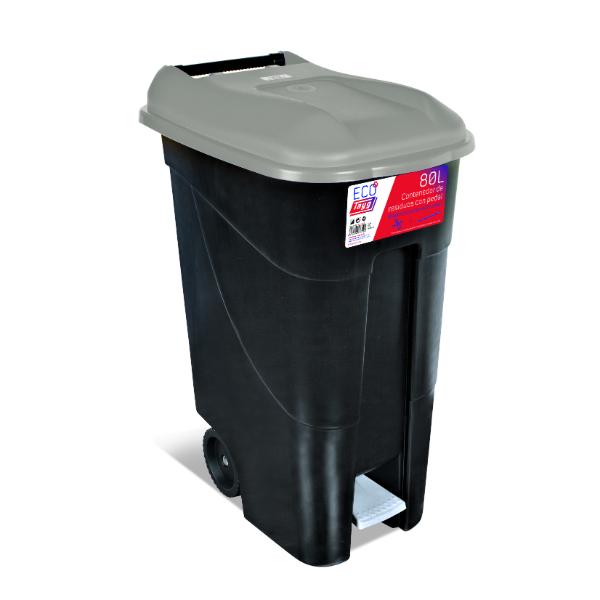 Eco Tayg 80L Pedal Wheel Bin Grey Lid