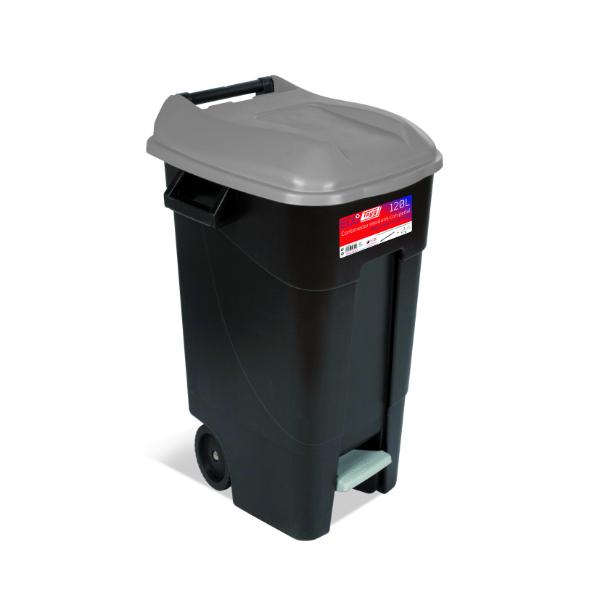 Eco Tayg 120L Pedal Wheel Bin Grey Lid