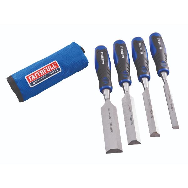 Faithfull 4 Piece Soft Grip Chisel Set in Roll