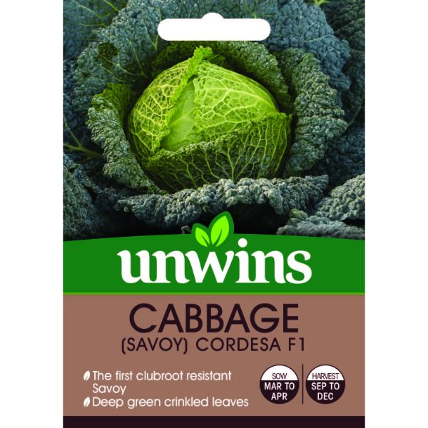 Unwins Seed Packet Cabbage (Savoy) Cordesa F1