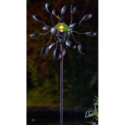 Gemini Wind Spinner with Solar Crackle Globe 130cm