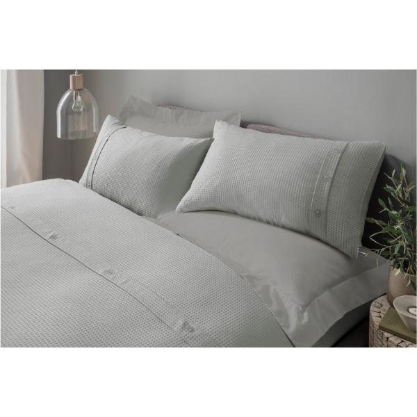 Waffle Duvet Set Grey Double