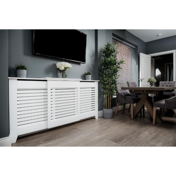 Tema Contemporary Adjust Radiator Cabinet White Large