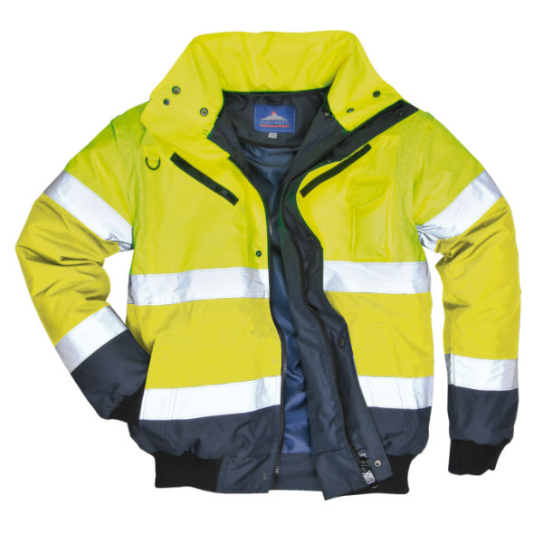 Portwest 3-in-1 Hi Vis Contrast Bomber Jacket Navy &amp; Yellow