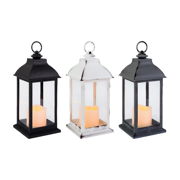 Lantern with LED Candle 30cm Battery Operated