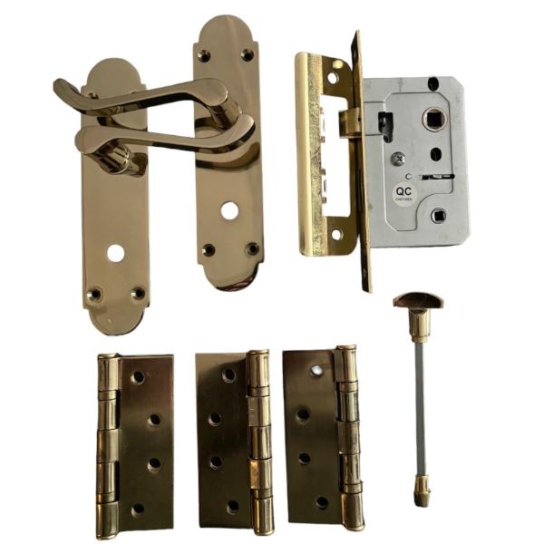 Sichern The Carisbrooke handle is an Elegant Scroll Lever on an Arched Back Plate. Complete door pack