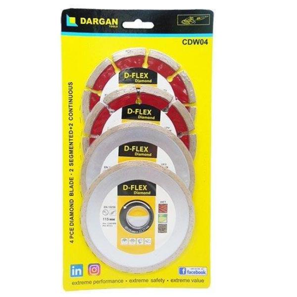 Dargan Wet &amp; Dry Diamond Blade 4Pce Set 110mm