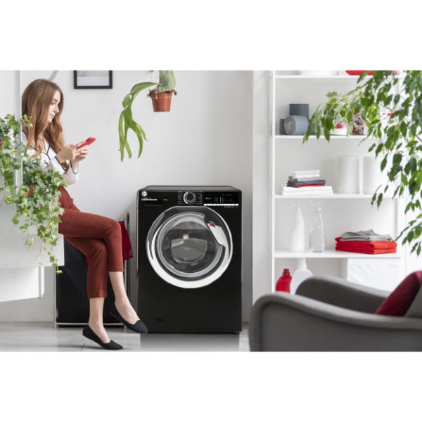 Hoover H3WS495TACBE80 H-Wash 300 9kg Freestanding Washing Machine Black C Rated