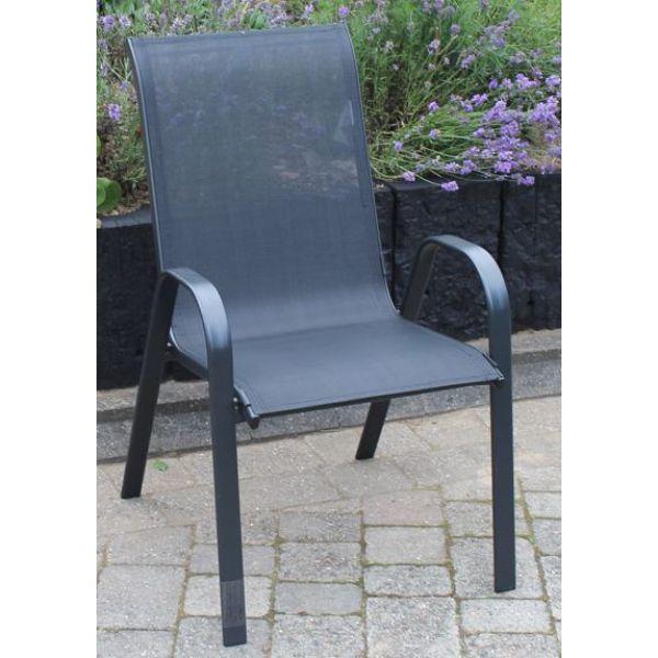 Steel &amp; Textilene Stacking Chair Black