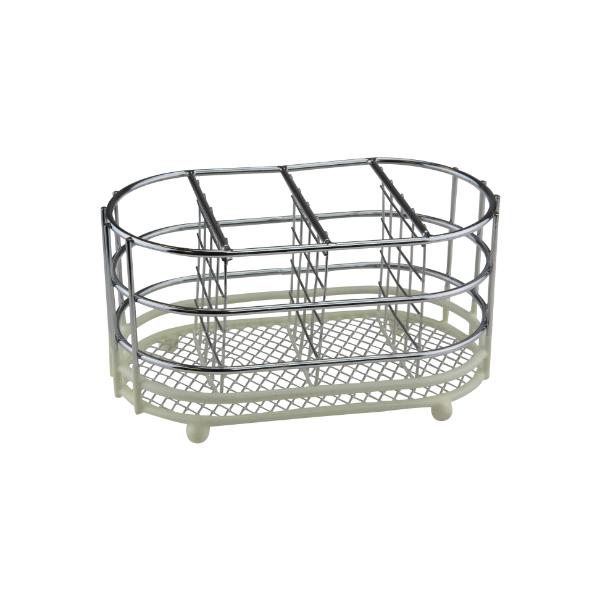 Chrome/Silicon Dip Cutlery Caddy - Cream