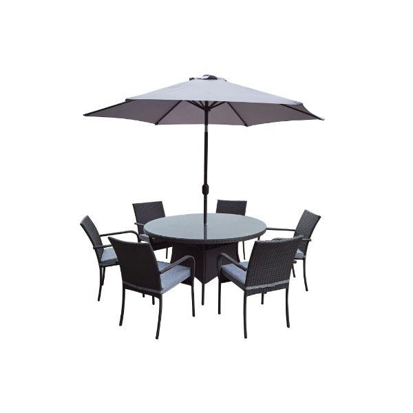 Cambridge 1.4M Round Table Rattan 6-Seater Set