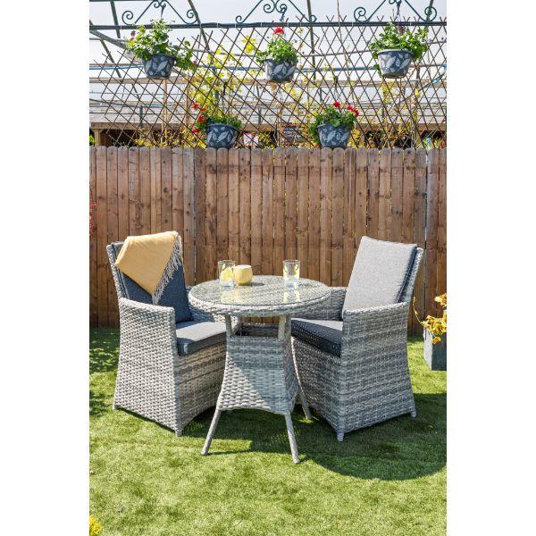 Rattan two chair and store table set