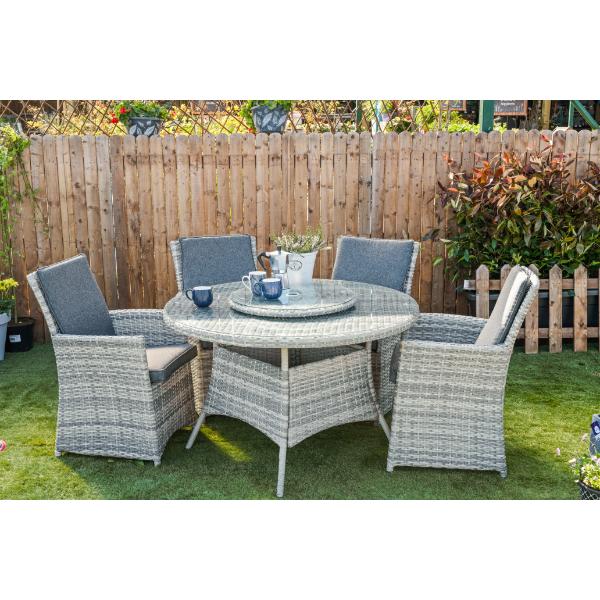 4 seater rattan round dining set with parasol online