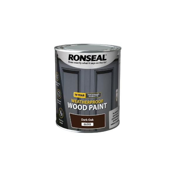 Ronseal 10Yr Weatherproof Paint Dark Oak Glos 750ml