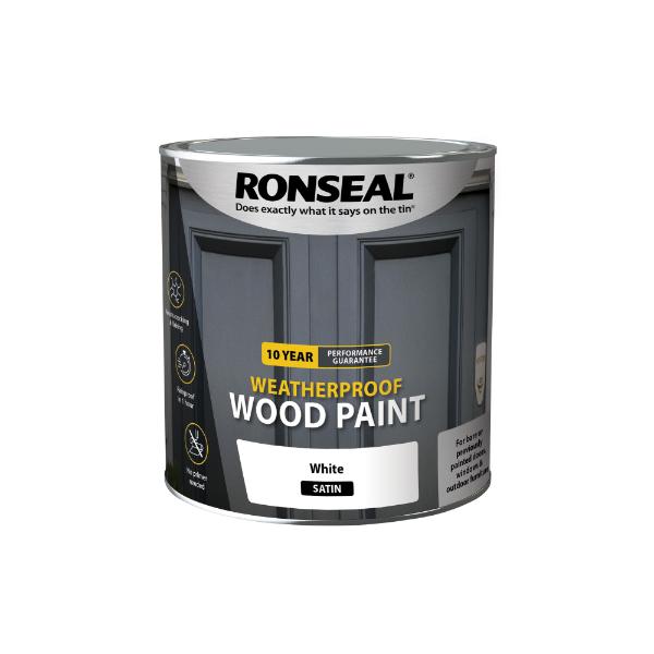 Ronseal 10Yr Weatherproof Paint White Satin 2.5L