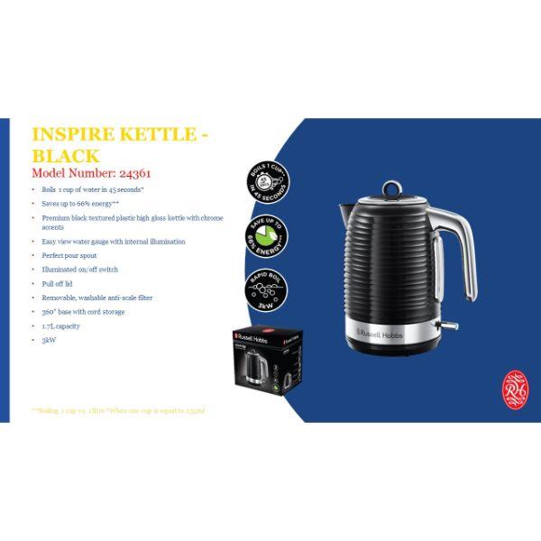 Russell Hobbs Inspire Black Kettle