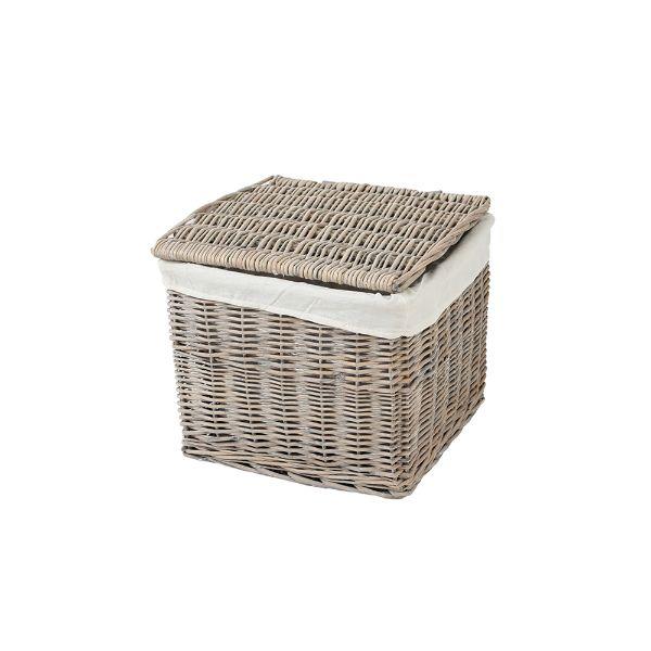 Country Homeware Grey Willow Trunk With Lid &amp; Liner