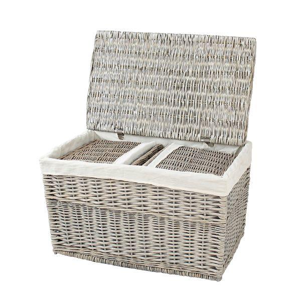 Country Homeware Grey Willow Trunk With Lid &amp; Liner