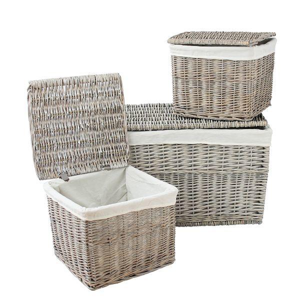 Country Homeware Grey Willow Trunk With Lid &amp; Liner