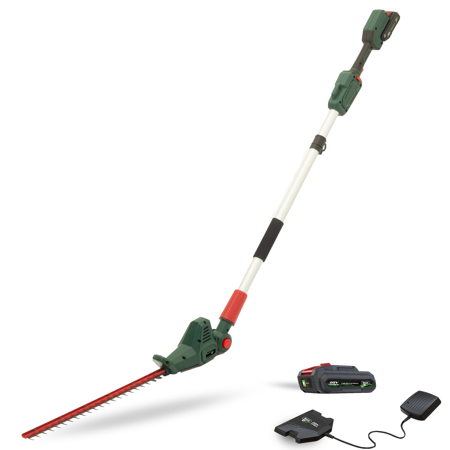 Webb Eco 20v Cordless 50cm Long reach Hedge Trimmer with 1 x 2ah battery &amp; charger