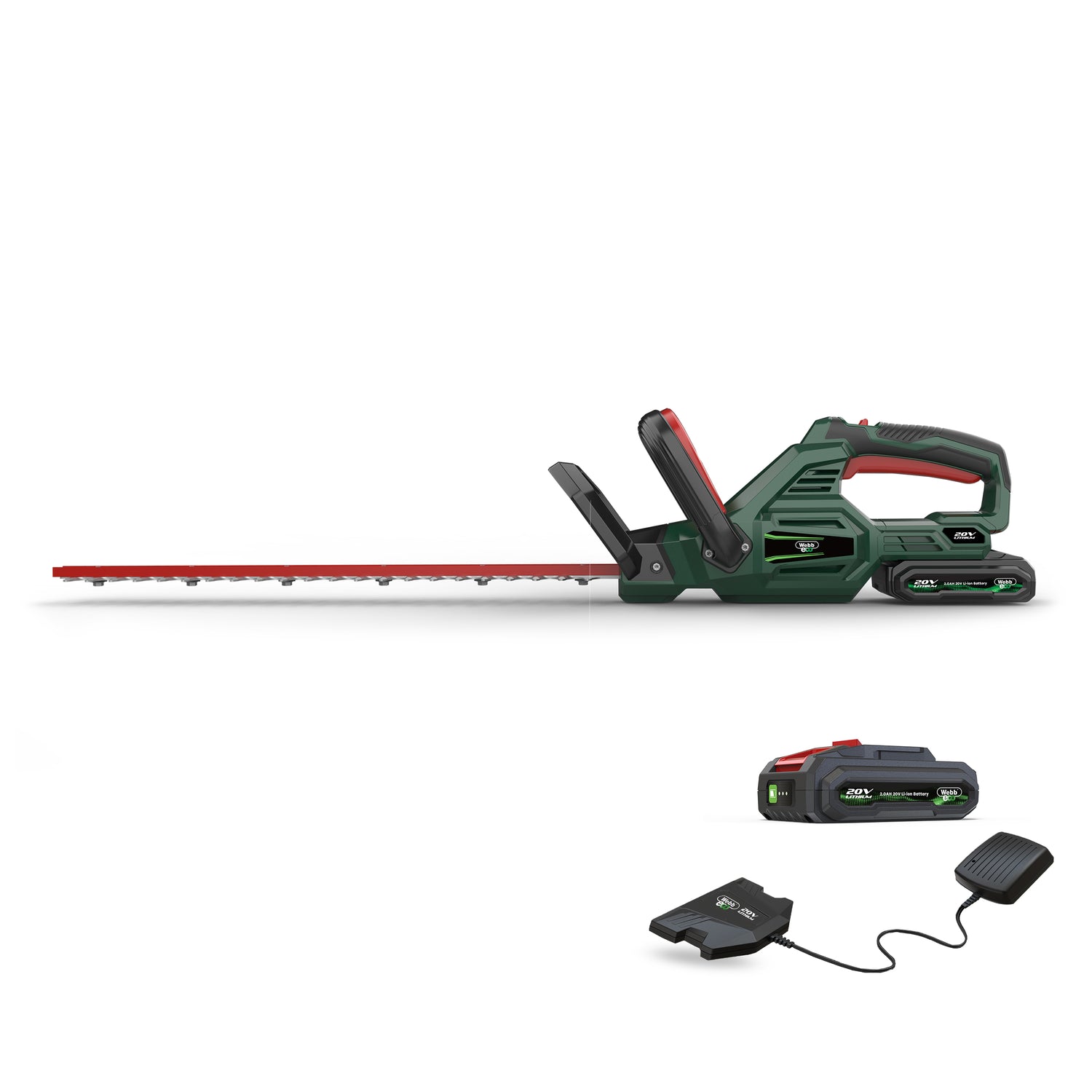 Webb Eco 20v Cordless 50cm Hedge Trimmer with 1 x 2ah battery &amp; charger