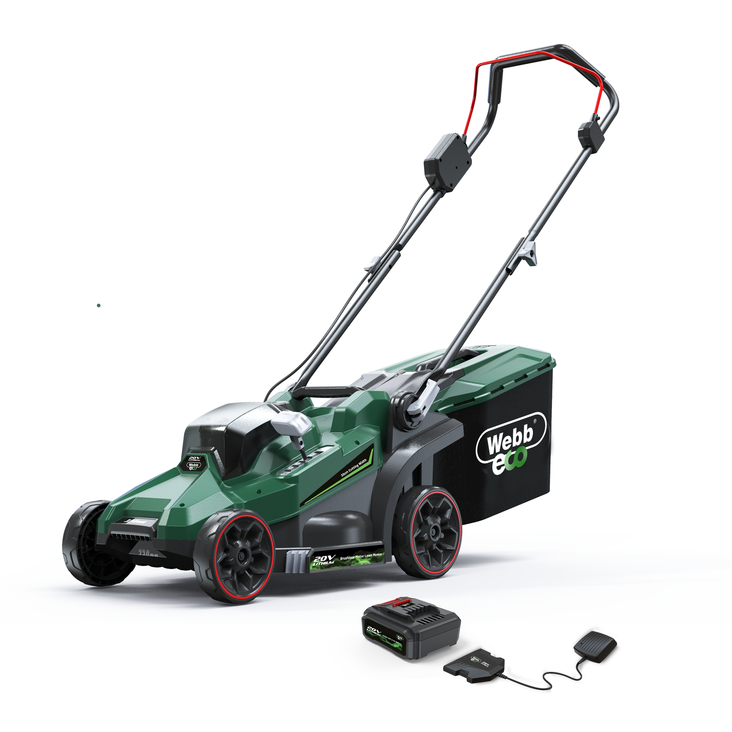 Webb Eco 20V Cordless Lawnmower 33cm with 1 x 4ah battery charger Co Op Superstores