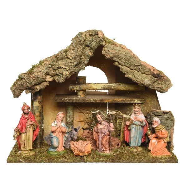 Nativity house with figures